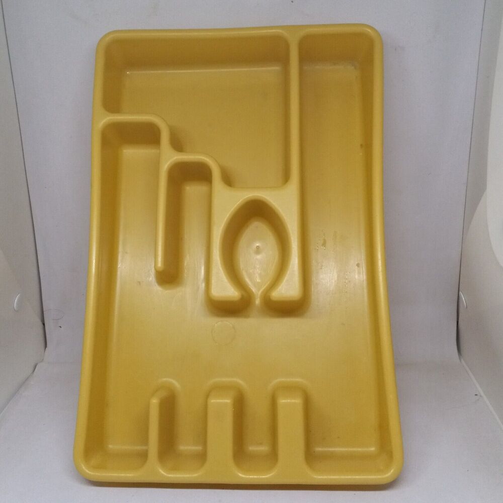 Vintage Rubbermaid Plastic Silverware Holder Utensil Tray Harvest Gold #2921-70s